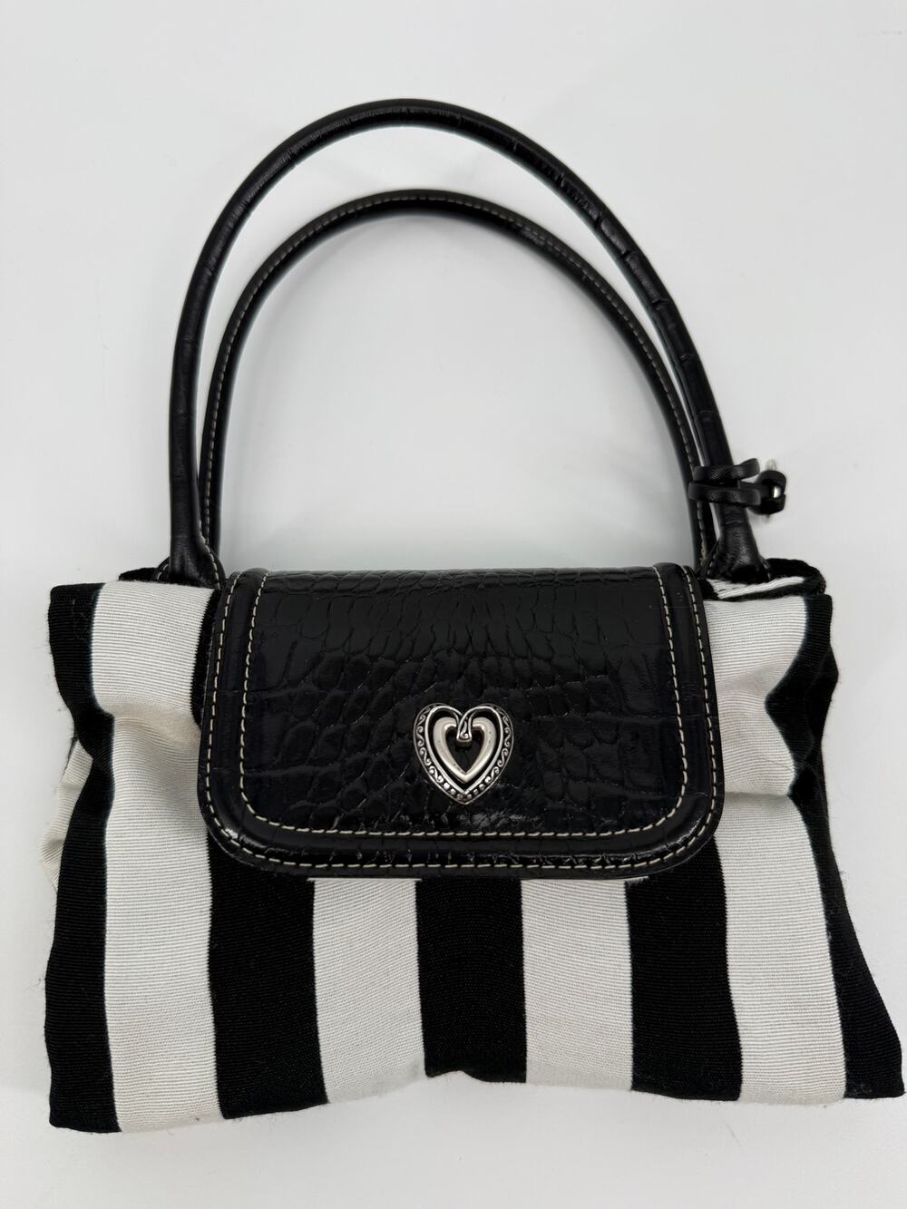 Brighton Canvas Leather Convertible Tote Spectator Equestrian Pack Black White
